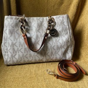 Cream MK Signature Satchel